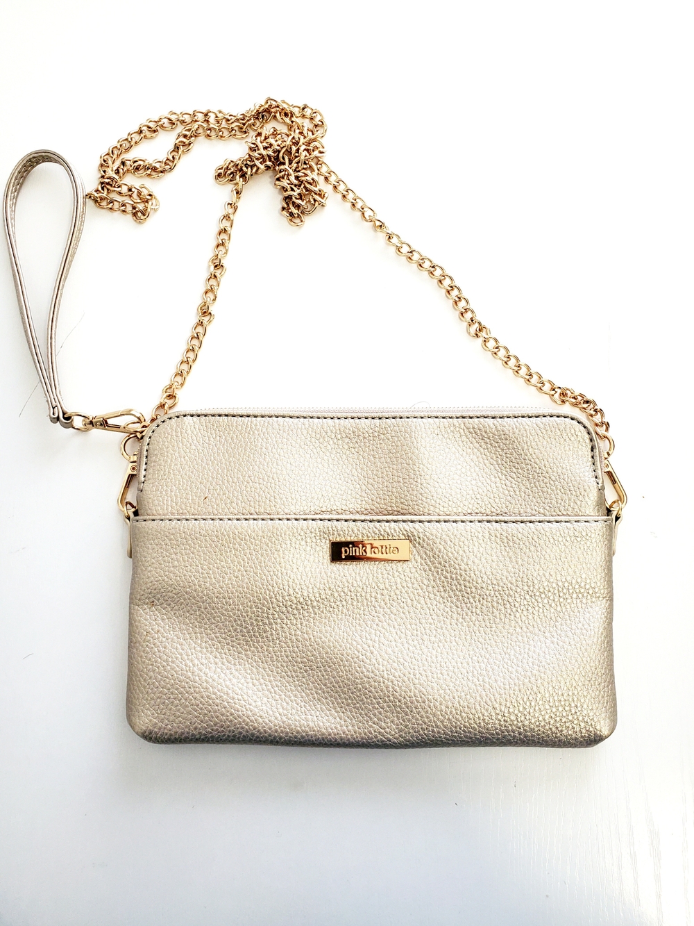 Pink Lotus Metallic Champagne Gold Chain Crossbody